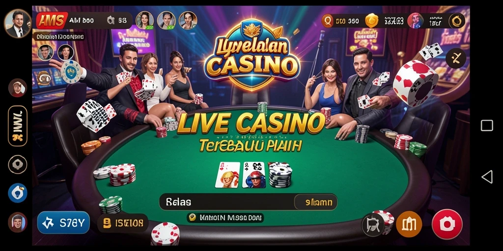 Tampilan gameplay Live Casino yang mendebarkan di AMS789.