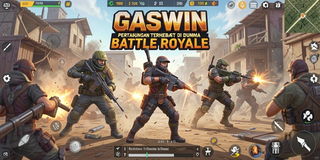 Gameplay mendebarkan di arena Battle Royale GASWIN.