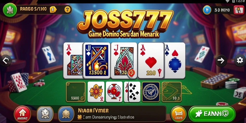 Tampilan gameplay JOSS777 dengan suasana pertandingan Domino.