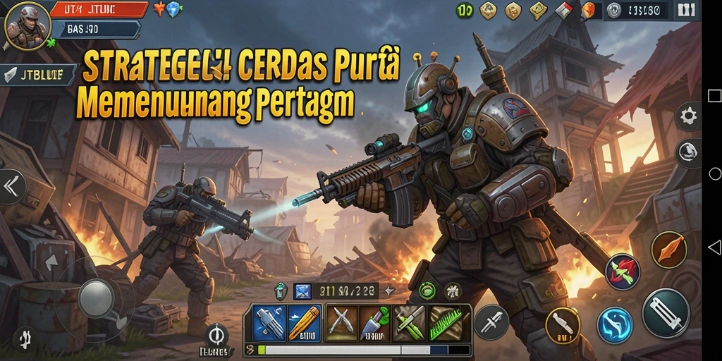 Screenshot utama JTBLUE menampilkan pertarungan strategi yang intens.