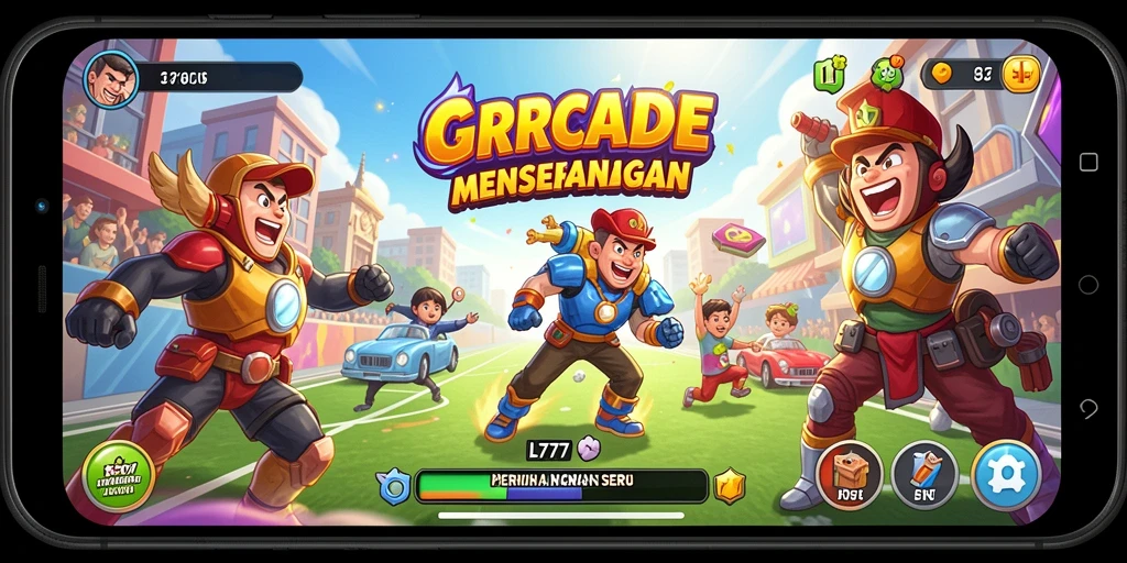 Screenshot utama L777 menampilkan serunya gameplay Arcade yang penuh tantangan.