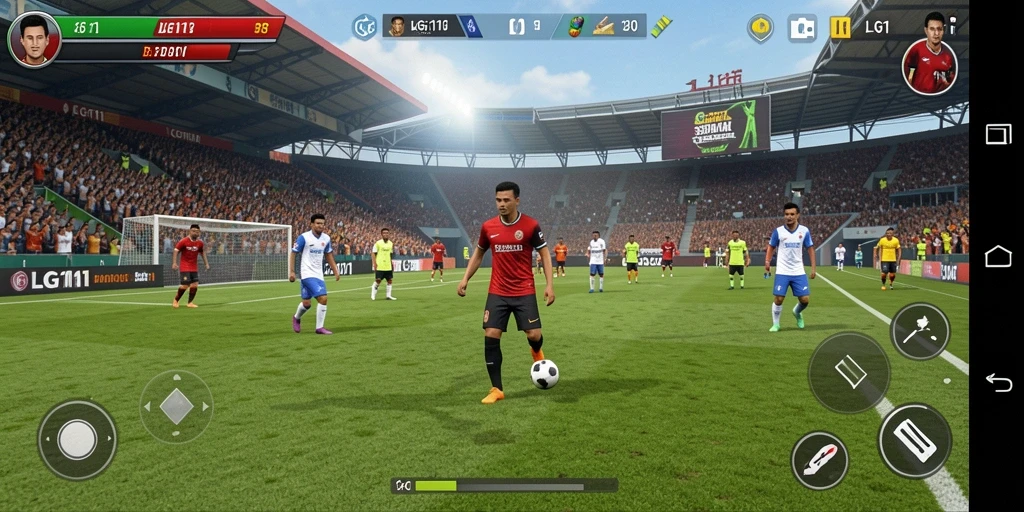 Screenshot dari gameplay LG111 yang menunjukkan aksi seru di lapangan.
