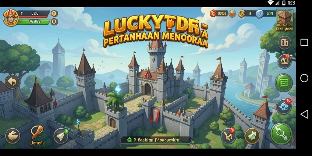 Screenshot gameplay LUCKYDF menunjukkan strategi menara yang menegangkan.