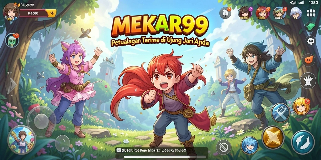 Tampilan utama gameplay MEKAR99 dengan karakter Anime yang menarik.