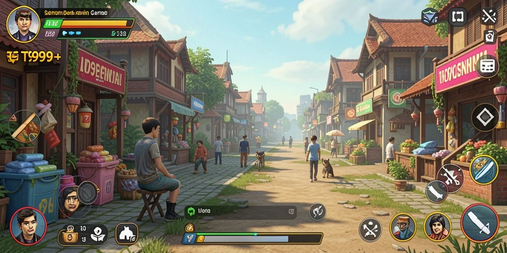 Tangkapan layar utama T9999 menunjukkan gameplay yang ceria dan menyenangkan.